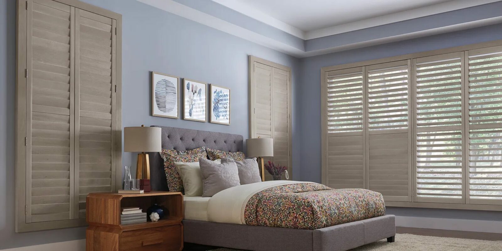 Graber wood shutters for bedroom | Floor to Ceiling - Mason City